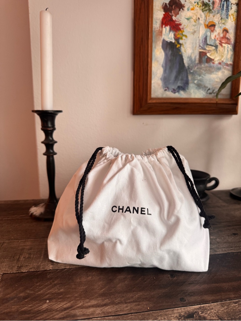 CHANEL VIP Beauty Gift Cotton Drawstring Bag / Pouch